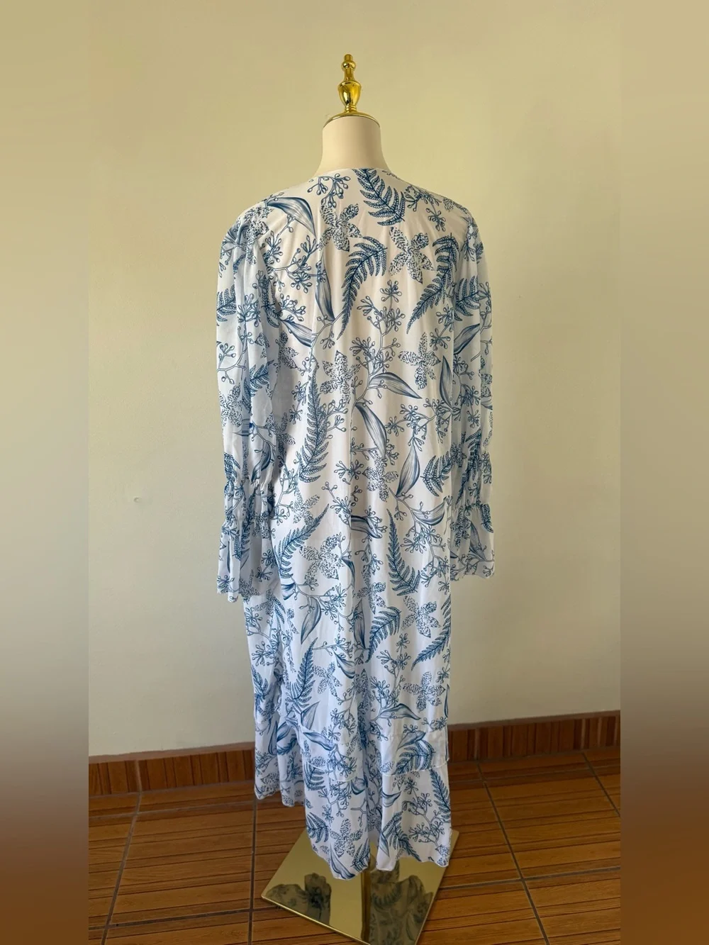 White One-Piece Swimsuit with Blue Floral Kimono Cover-Up NWOT